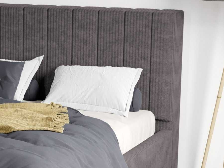 Pat Tapitat pentru saltea de 190 Adam Gri - Poso 22 rabatabil cu lada