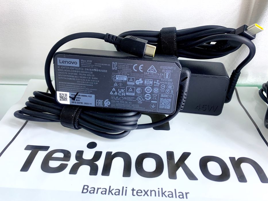 Dostovka bepul! Original Lenovo zaryadka Type C 45W 65w TAYPS blok pit