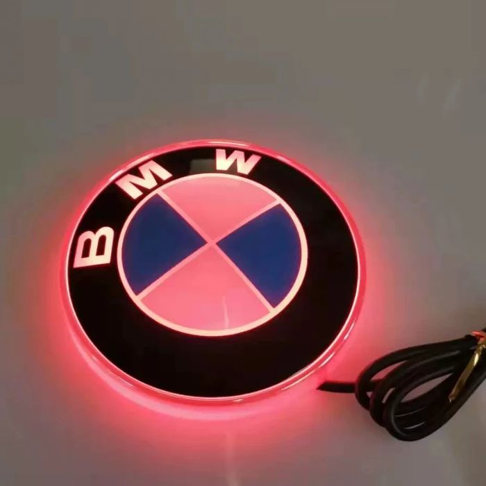 Emblema Iluminata BMW 82 mm Lumina Led Alb / Albastru / Rosu Capota