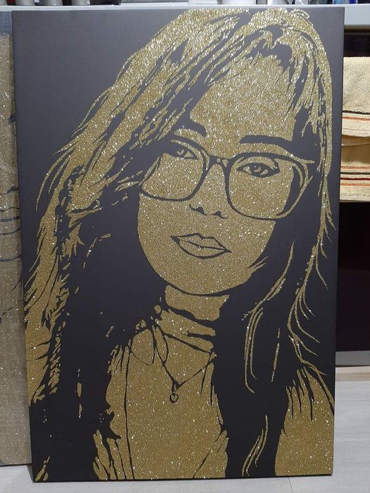 Tablou portret in sclipici