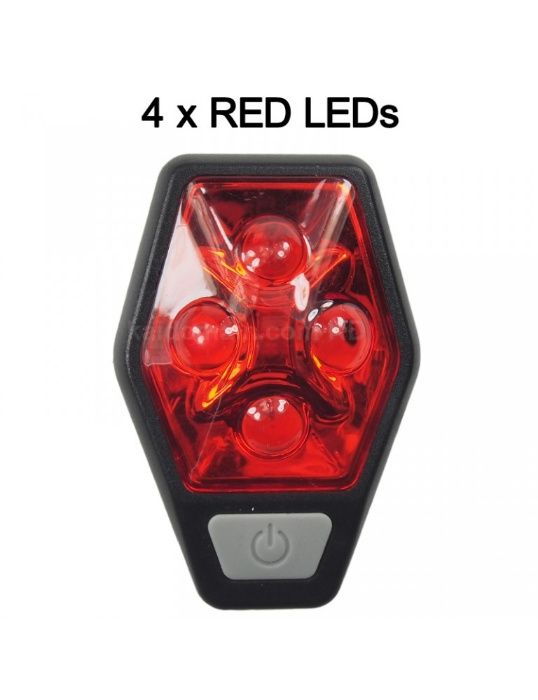 Задна LED стоп светлина за велосипед RAYPAL, 80 Lum, 2xAAA, 4 режима