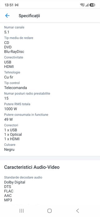 Sistem Home Cinema 5.1 cu Blu-ray Samsung HT-J5150, Negru
