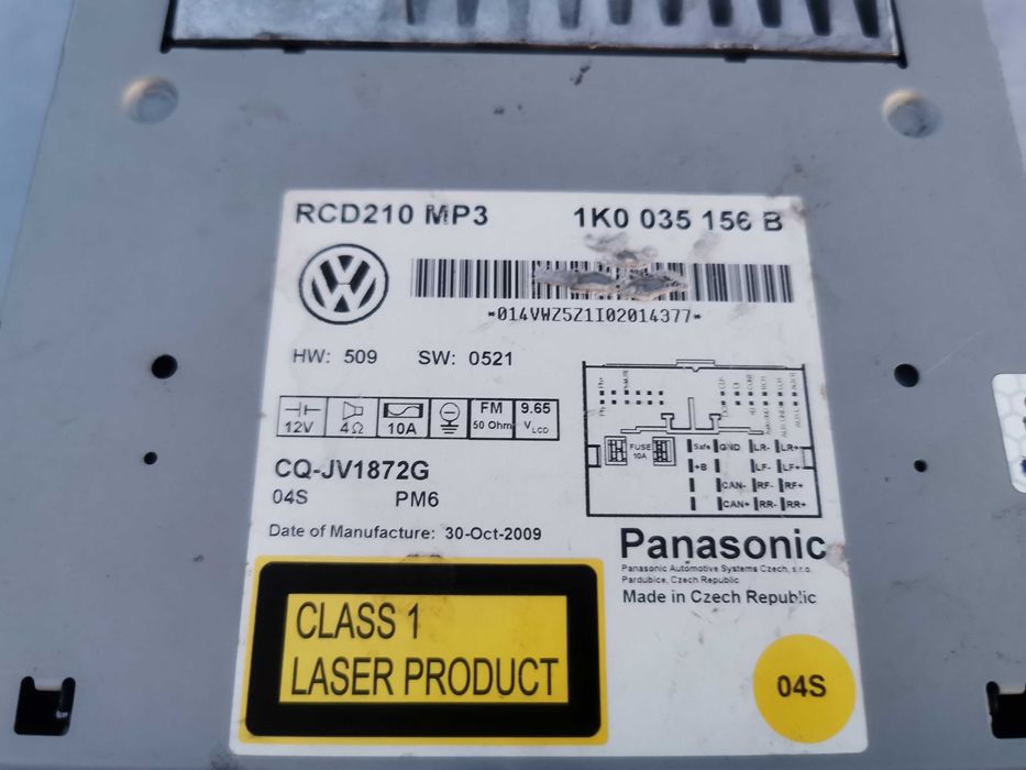 Vw оригинално радио RCD210mp3