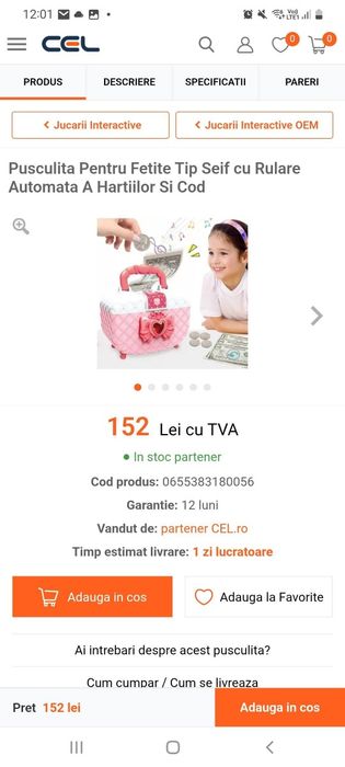 Pusculita copii cu seif si cod de acces