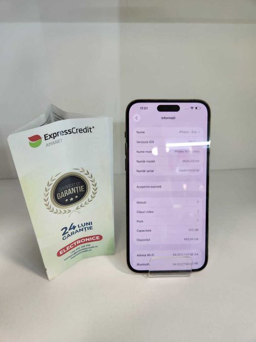 Iphone 14 PRO MAX 512 GB (Ag8 Tudor1/B74393) – Garantie 2 Ani!