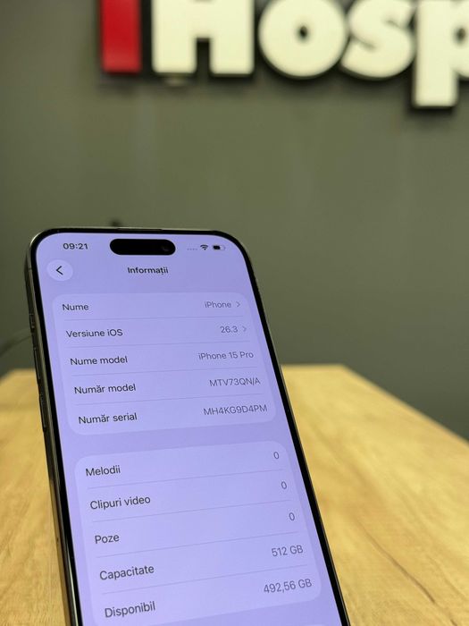 iPhone 15 Pro Black Titanium Negru 512GB, 89% Baterie #7039