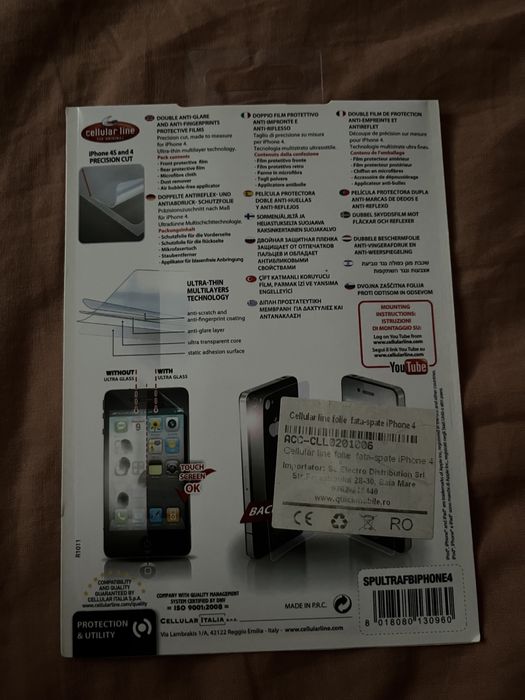 Folie sticla pentru iphone 4s sau 4