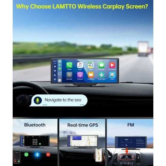 C90 10" безжичен CarPlay/Android Auto екран – GPS навигация, Bluetooth