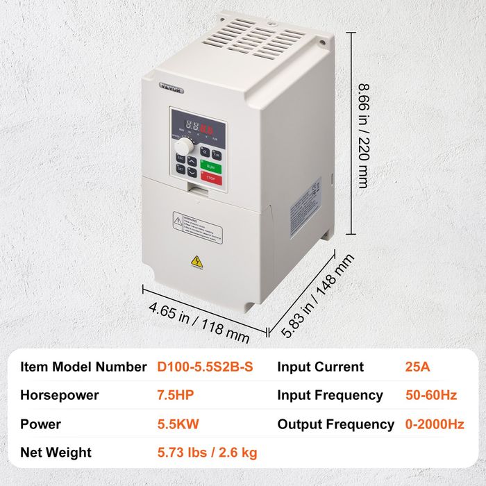 Invertor Frecventa 5.5KW 7.5CP 25A AC 220V Control Viteza