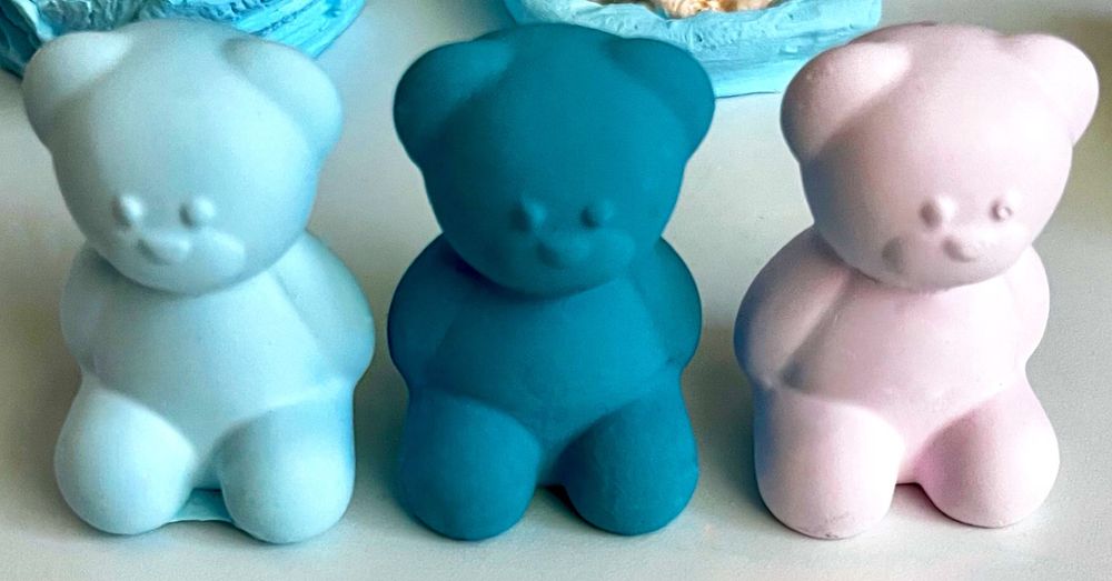 Гипсови фигурки мече/цветя/бебе за погача или кръщене