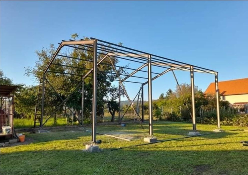 STOC 200mp 10x20x4 nouă, structura hala metalica garaj servicie fanar