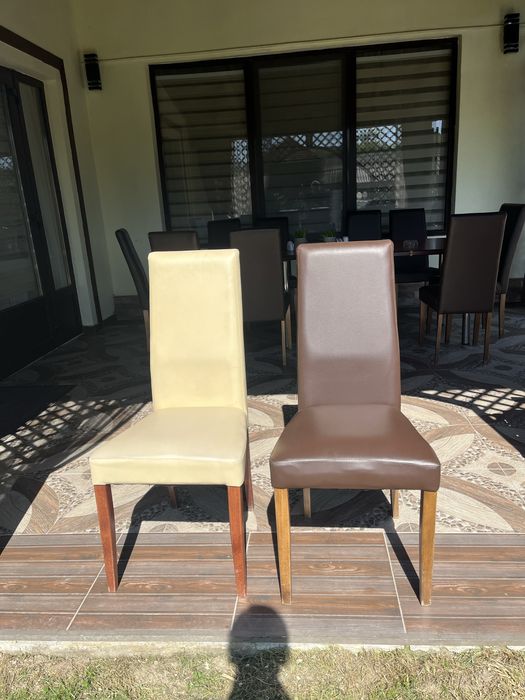Scaune elegante maro si crem