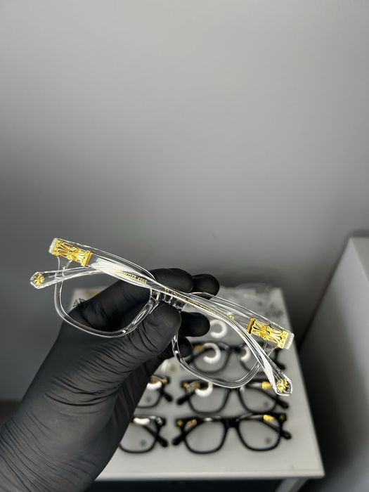 Ochelari Chrome Hearts Transparent cu Auriu Anti Blue Light