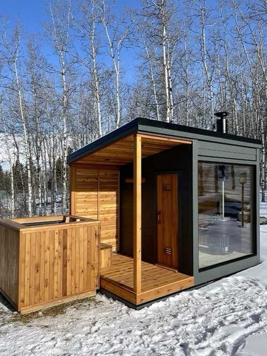 Каркасная баня с террасой 4×6 м