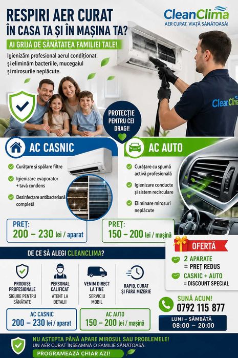 CURATARE AER CONDITIONAT Casnic si Auto Bucuresti Ilfov