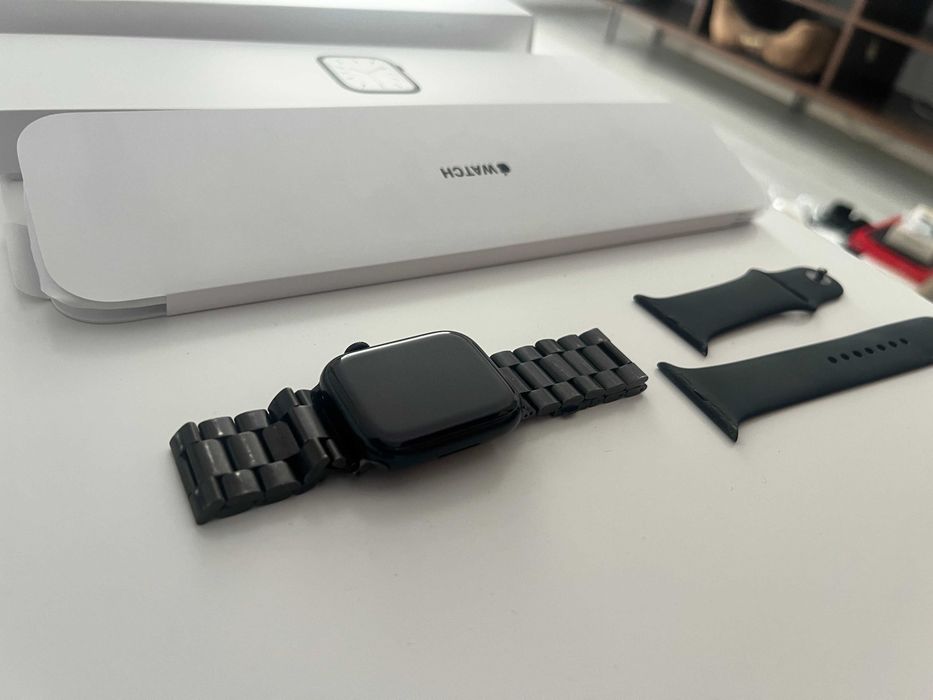 Ceas Apple Watch Series 7 45mm Midnight Alu + bratara metal neagra
