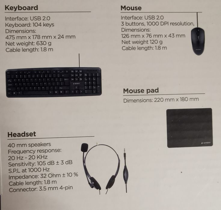 Офис комплект-мишка, клавиатура, пад и слушалки