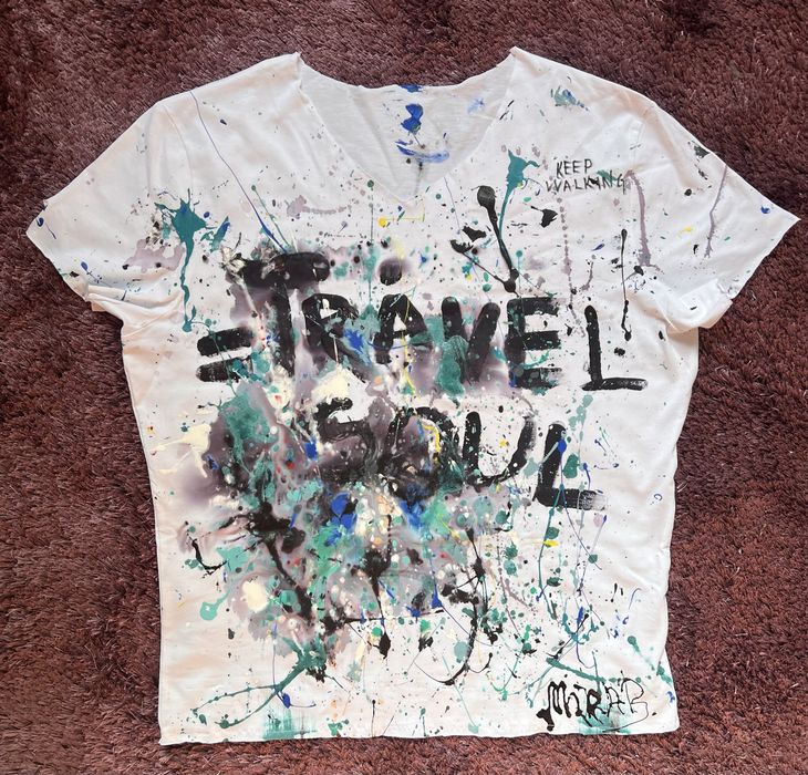 Ръчно рисувани фанелки съметани с принт