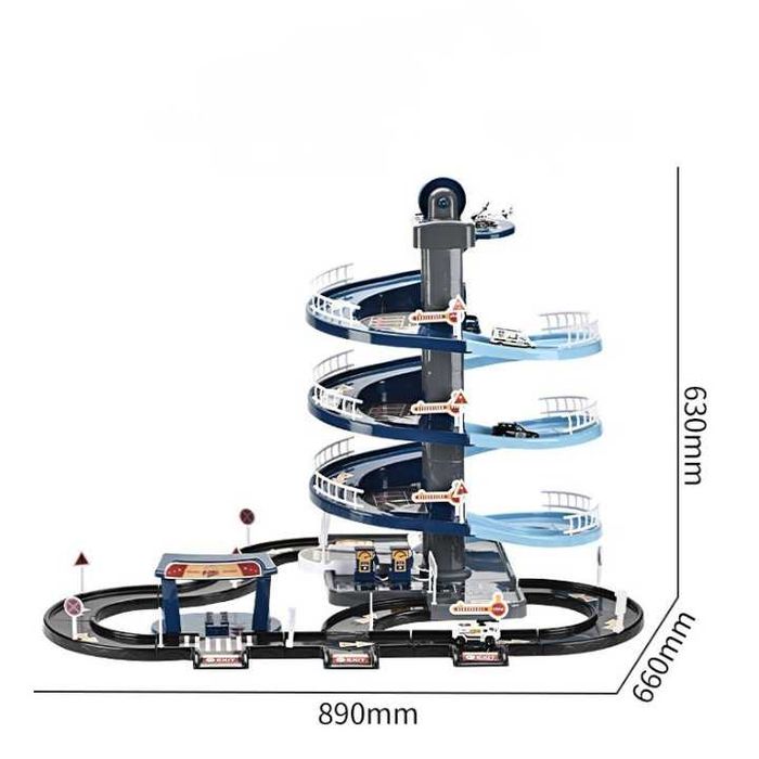 Garaj auto copii 4niveluri culift electric, piste si masini de politie