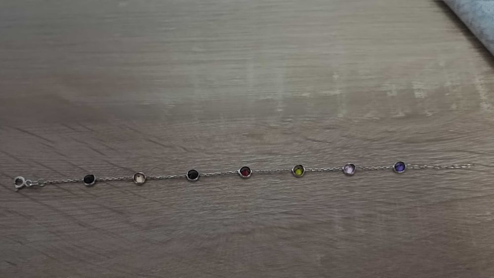 Brățară argint 925 cu pietre colorate – autentică, elegantă, 20 cm