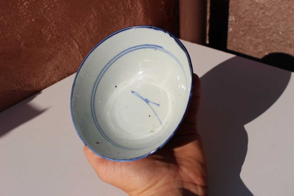 Bol portelan China, secol 19, Kitchen Qiing, albastru Cobalt