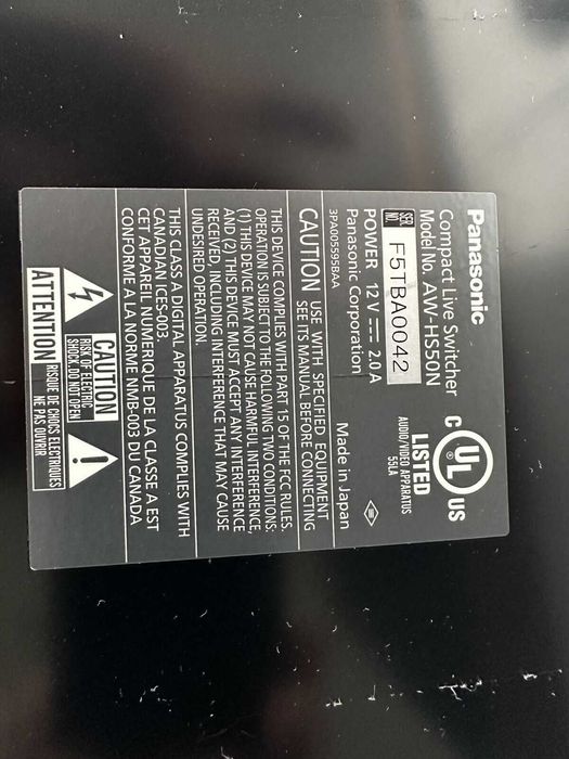 Видеомикшер Panasonic AW-HS50N Compact HD/SD Live Switcher