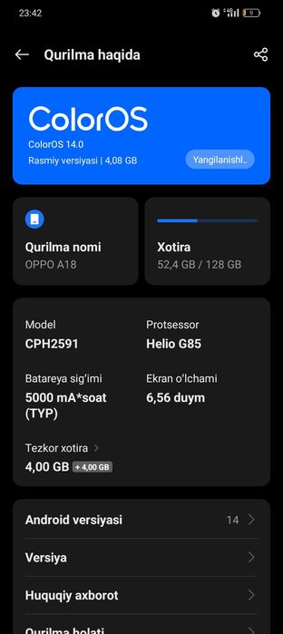 Oppo a18 telefoni