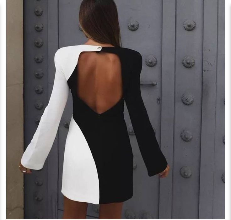 Rochie alb negru cu spate gol