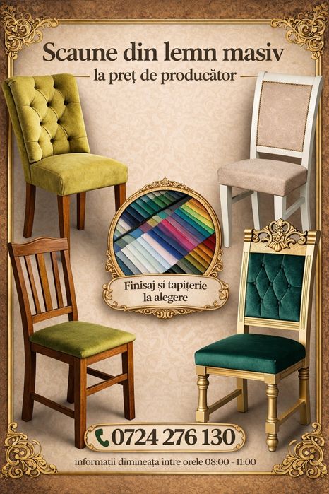 Vând scaun din lemn masiv diverse modele, personalizabile, producător