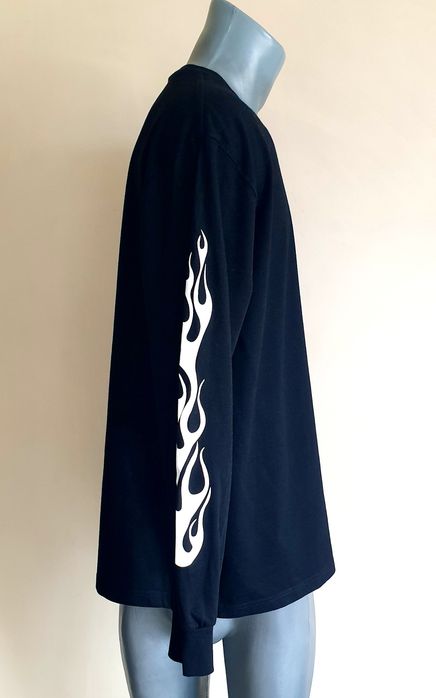 Palm Angels Flame Black Eagle  Italy L НОВО ОРИГИНАЛ Мъж Памучна Блуз