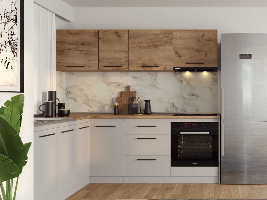 Set Mobila Bucatarie Colt Linea 180*220 Casmir / Stejar C20