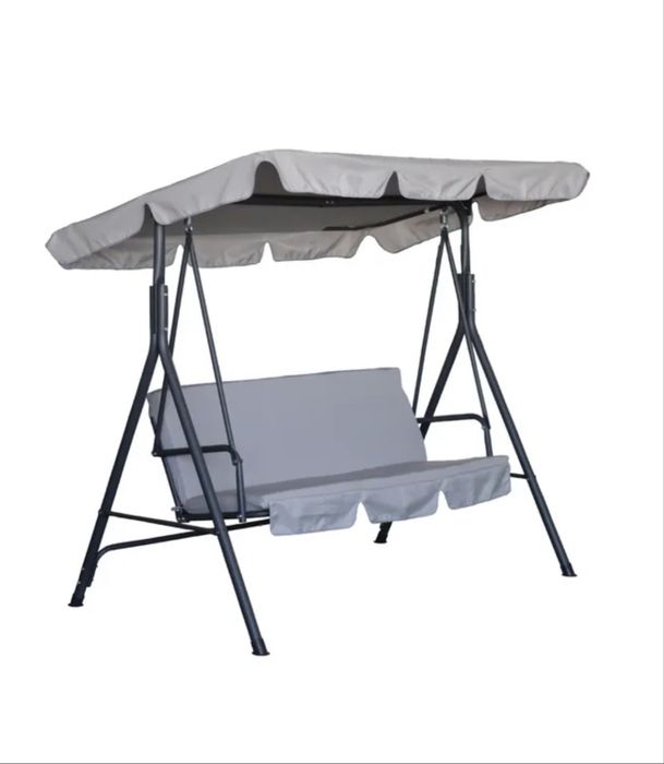 Balansoar gradina pentru 3 persoane, otel/textil, gri