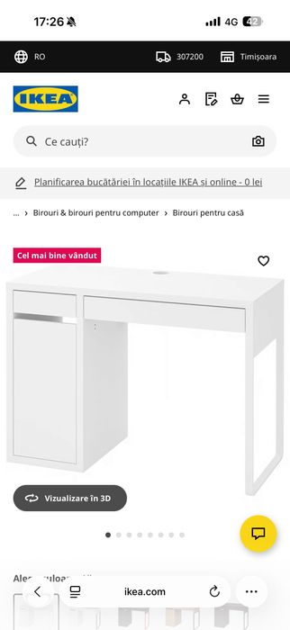 Birou alb ikea stare foarte buna