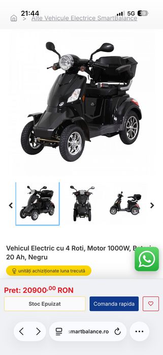 Vehicul Electric cu 4 Roti Smart Balance