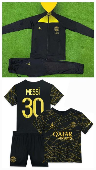 Детски Комплект + Екип Нeймар Детско ПАРИЖ Black White Neymar PSG New