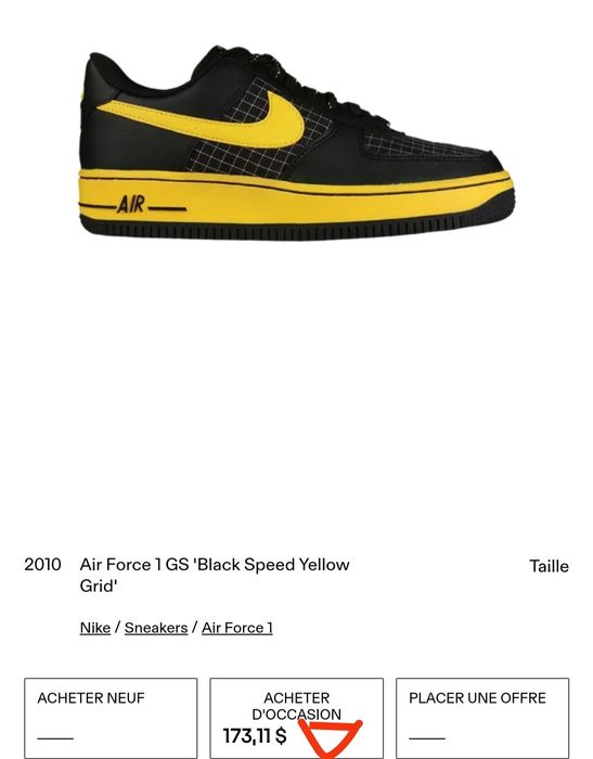 Промоция Nike Air Force 1 GS 'Black Speed Yellow 38,5"