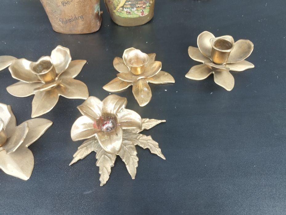 Месингов свещник 3ка, месингов свещник единична , швейцарска хлопка