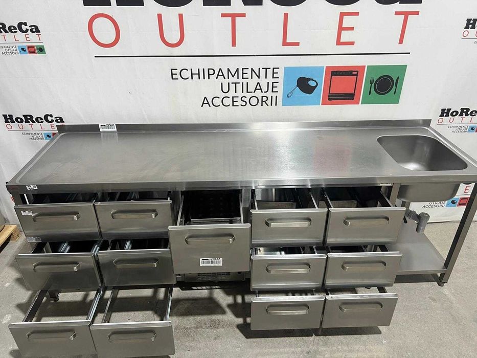 Masa rece/refrigerare 13 sertare + Chiuveta cuva dreapta