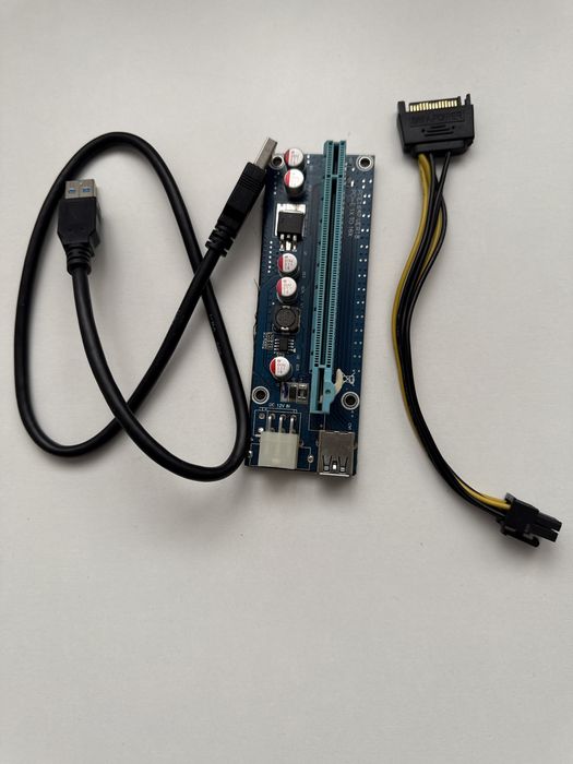 Riser Card PCI-E 1x- 16x cu cablu USB 3.0 + cablu de alimentare,