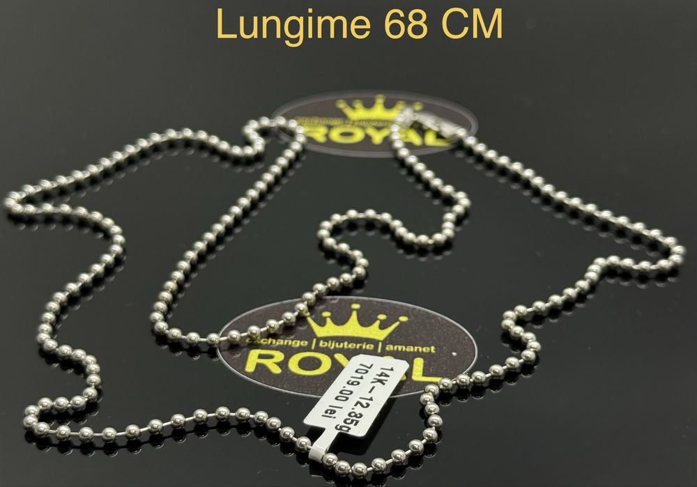 Bijuteria ROYAL : Lant army cu bile AUR alb 14K / 12.35 GR 585