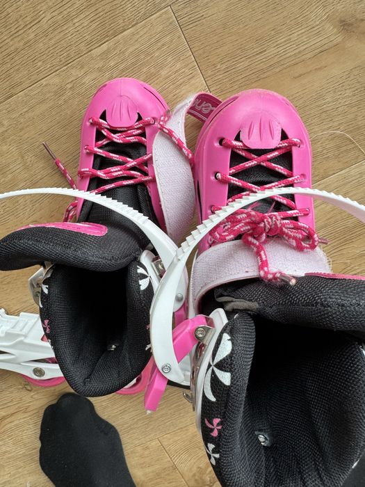 Role ajustabile copii ENERO 2 în 1 (role + patine) roz