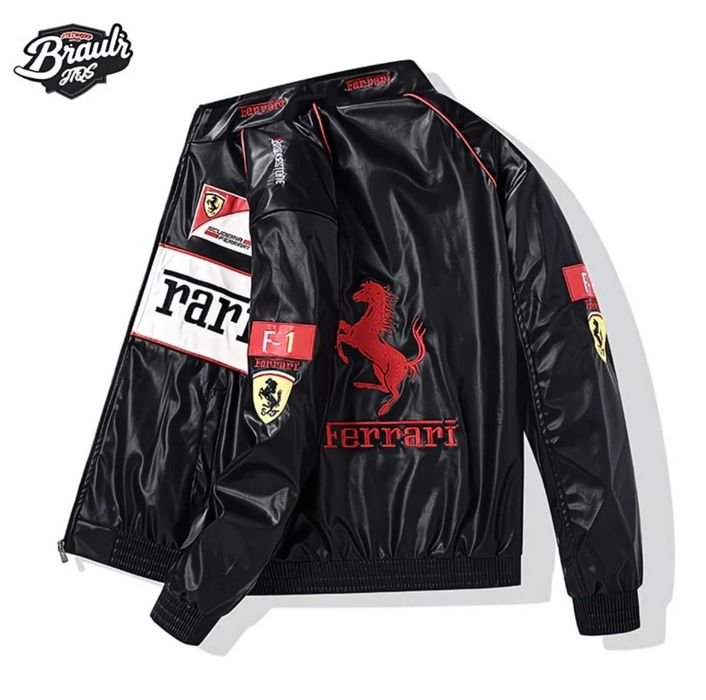 Гоночная куртка Ferrari в стиле Formula 1 на заказ красного и черного