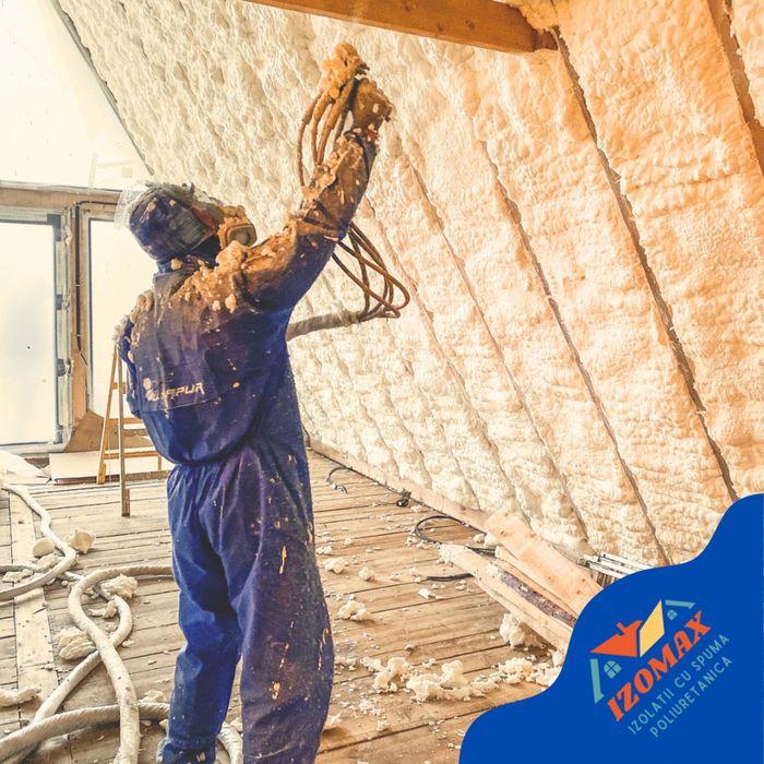 Izolații cu spumă poliuretanică premium-IZOMAX(mansarde,poduri,hale)
