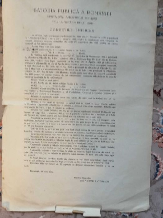 Renta 5% amortibila din 1933, titlu de 5000 si 10.000 lei