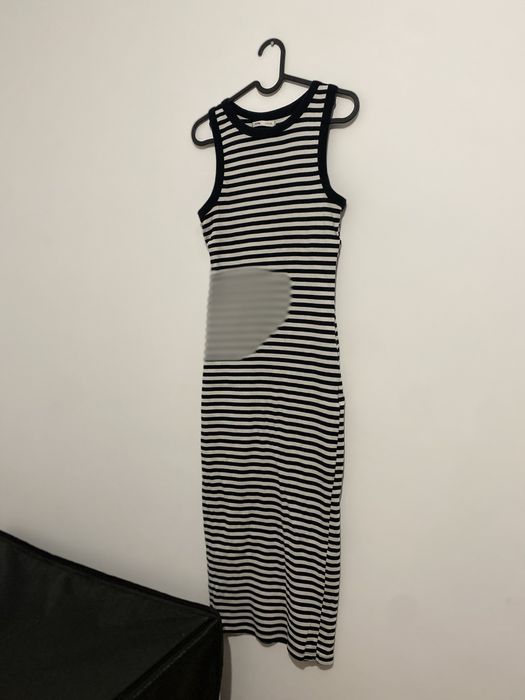 Rochie bumbac alb/negru ripsată