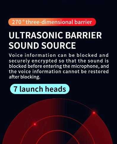 360° аудио заглушител за смартфон. Генерира бял шум и ултразвук за ограничаване на запис и подслушване. Компактен и лесен за употреба.