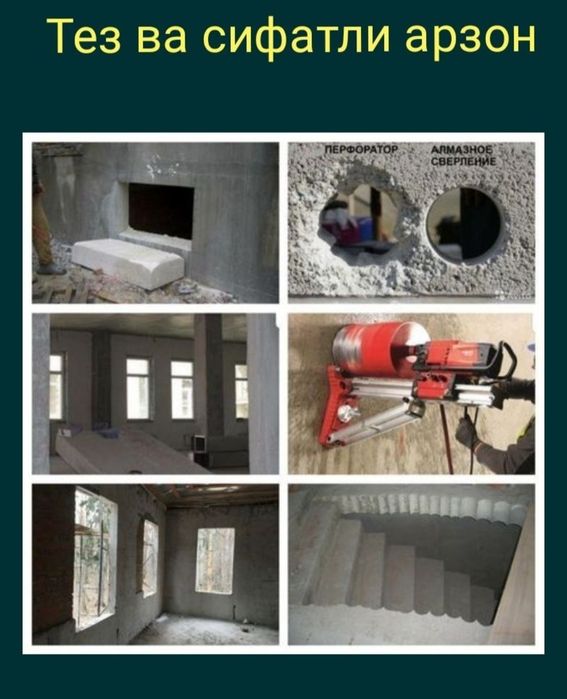 Beton kesish Перфоратор Алмазное бурение Бетон кесиш