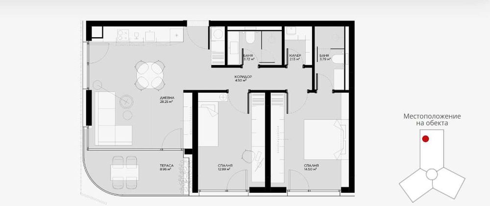 Предлагаме Ви тристаен апартамент в жк. Овча Купел
