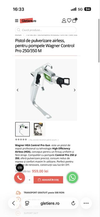 Pistol nou pentru pompe de vopsit Wagner 250 / 350 Pro