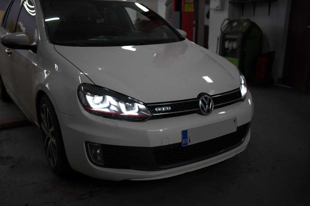 Faruri LED VW Golf 6 (2008-up) Golf 7 U Design Rosu GTI Dinamic